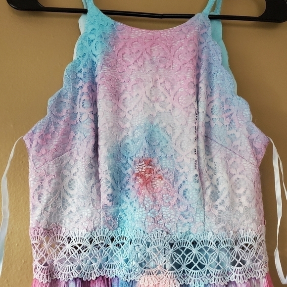 BCX Custome tie dye Juniors lace dress Size 7 - Picture 3 of 10